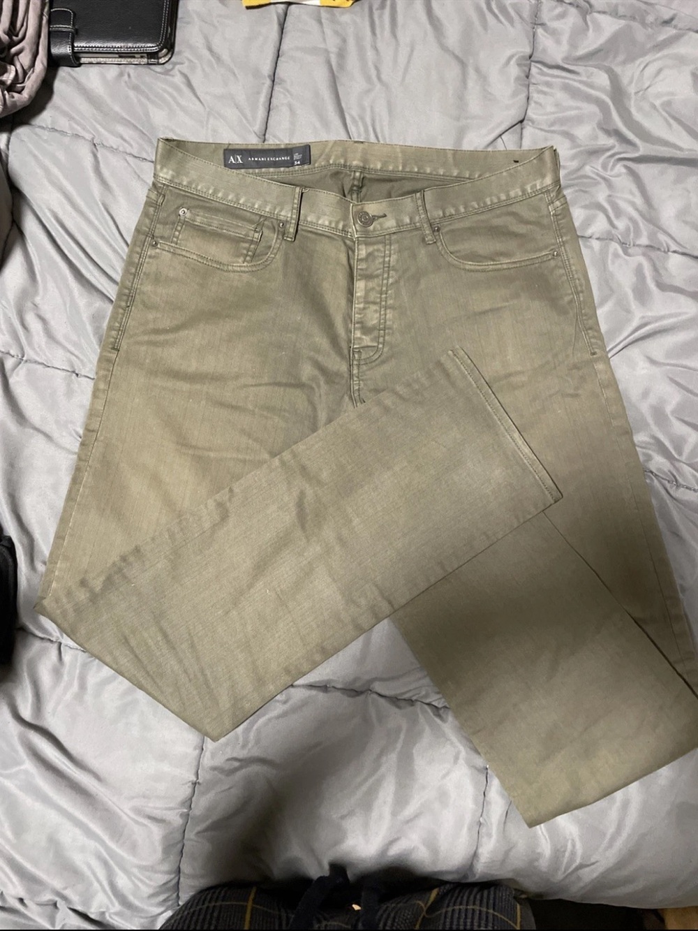A/X Armani Exchange Men's Olive Green Skinny Jeans 34W * Description *